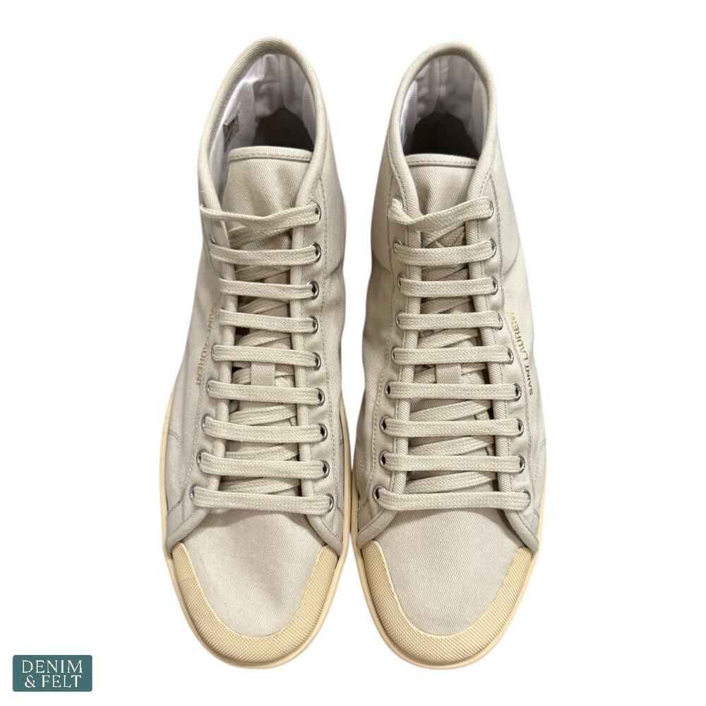 NEW Saint Laurent Court Classic SL/39 Beige Coffee Canvas High-Top Sneakers Luxe - Picture 8 of 16